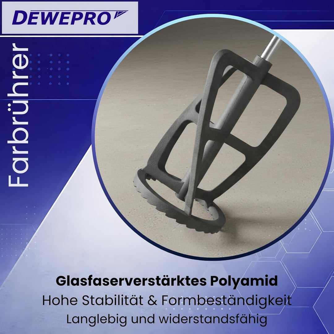 2er Set DEWEPRO® Universal Rührquirl - Allround Rührstab mit gezacktem Polyamid-Kopf ø125x600mm Univ