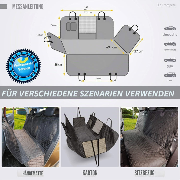 Vailge Hund Sitzbezug für Rücksitz, 100% wasserdicht Hund Autositzbezüge mit Mesh-Fenster, Scratch P