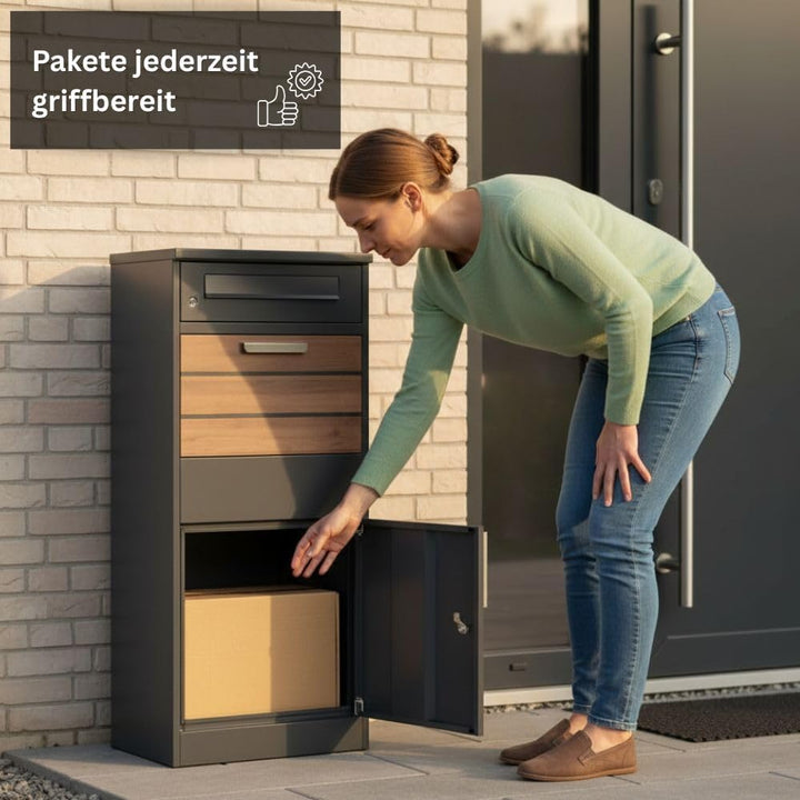 RS Trade Paketbriefkasten XXL mit Paketfach – Freistehende Paketbox für draussen, Abschliessbarer Br
