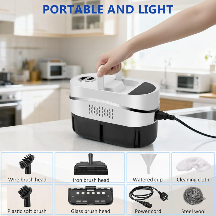 Dampfreiniger Handgerät, 1500W 4.5BAR Tragbarer Handdampfreiniger mit Digitaldisplay, 1.2L Wassertan