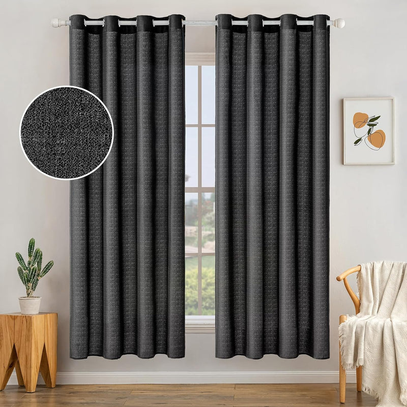 MIULEE 2er Set Voile Vorhang Sheer Leinenvorhang mit Ösen Transparente Unregelmässige Textur Gardine