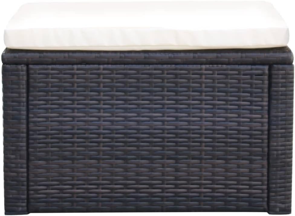 vidaXL Hocker mit Kissen Sitzhocker Balkon Gartenhocker Fusshocker Rattanhocker Gartenmöbel Sitzhock