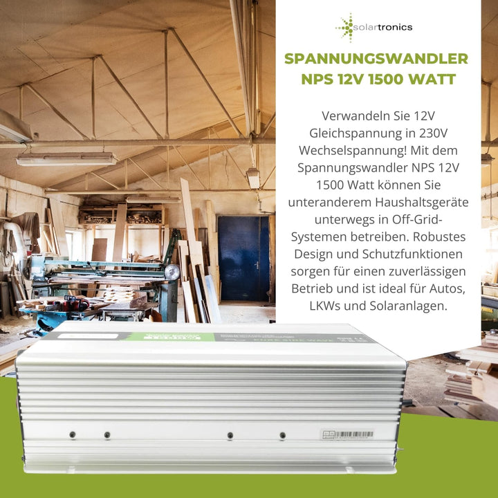 Spannungswandler Wechselrichter USV 12V NPS 1500 Watt mit DIP-Schalter Reiner Sinus UPS Inverter
