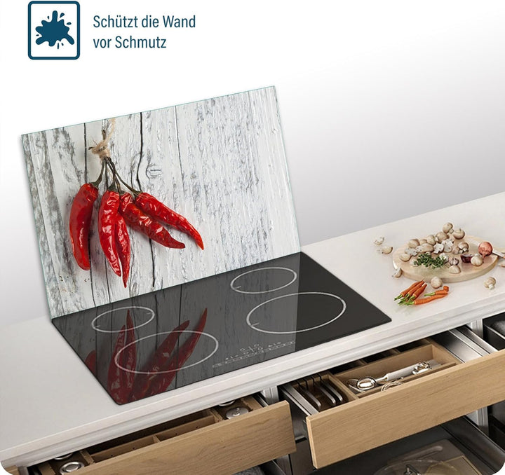 SFArt Herdabdeckung Glas – Gehärtetes Glas Schneidebrett & Ceranfeld Abdeckplatte 1 Teilig 80x52– Hy