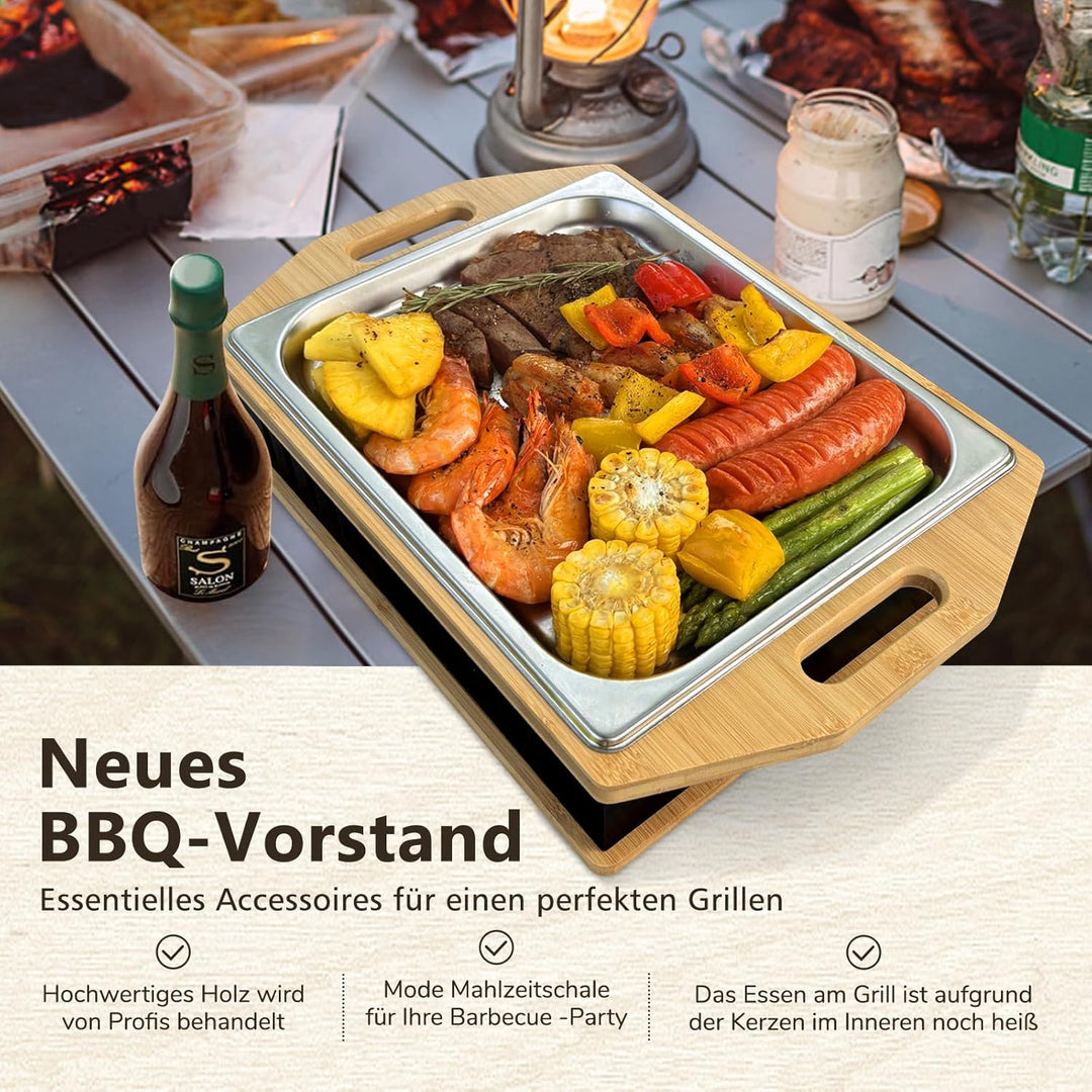 BBQ Warmhalteplatte Teelicht,Warmhalteplatte Grillgut Teelicht,Grill Warmhalteplatte,Fleischwarmhalt