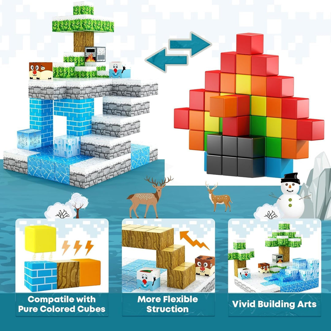 Magnetische Bausteine - Build Mine Magnete Welt World Set, Magnet Frozen Kinderspielzeug für 3 4 5 6