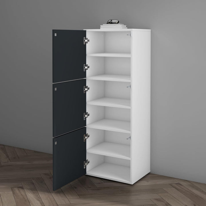 Mai & Mai Schuhschrank Schuhkommode mit 3 Schränken BTH: 45x36x120 cm Schuhregal Möbel in Weiss matt