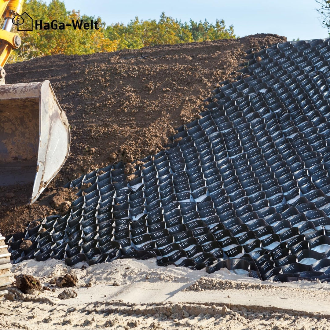 HaGa® Geogitter 6,5 m x 2,5 m x 10 cm = 16,25 m² | Bodenverstärkung - Kiesgitter für stabilen Boden