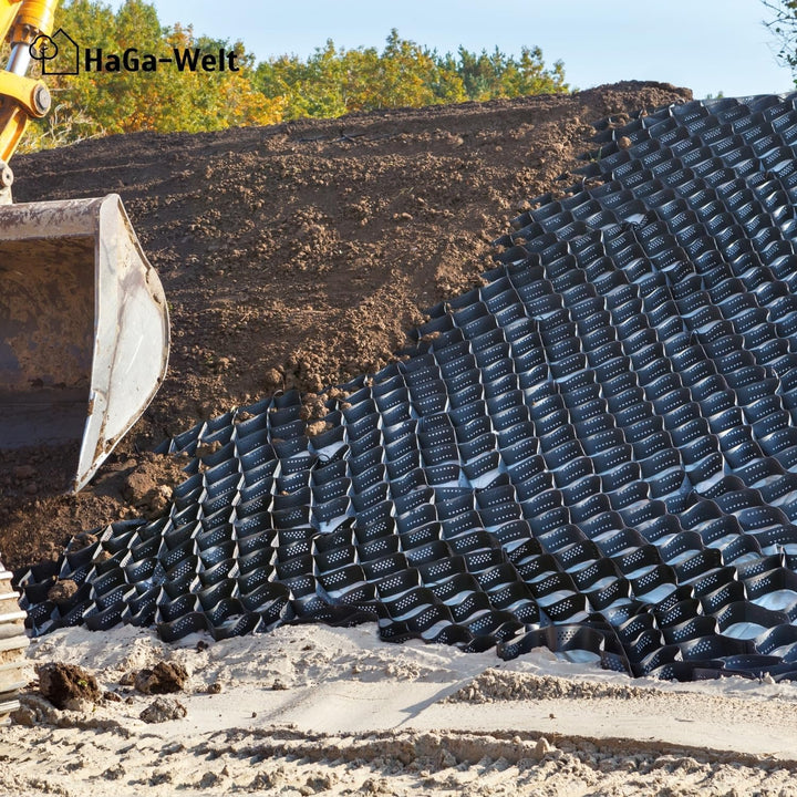 HaGa® Geogitter 6,5 m x 2,5 m x 10 cm = 16,25 m² | Bodenverstärkung - Kiesgitter für stabilen Boden