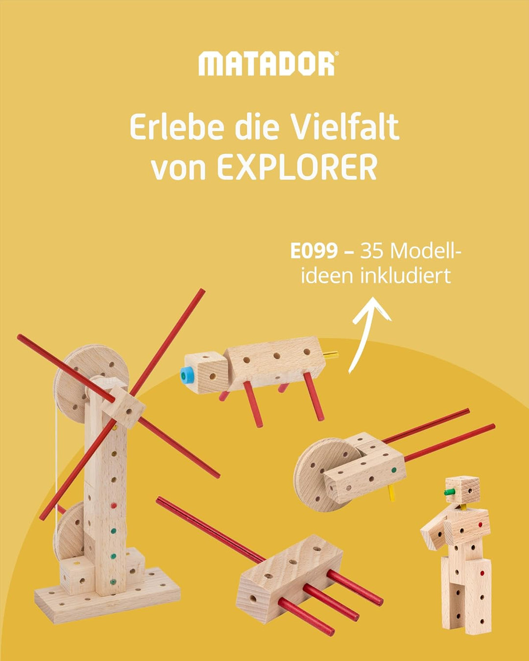 Matador Kinder Baukasten ab 5 Jahren 99-tlg. - Spannendes Holz Konstruktionsspielzeug zur Schulung v
