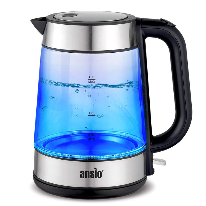 ANSIO Wasserkocher Edelstahl,1,7 Liter, 2200 watts Wasserkocher mit Herausnehmbarer Kalkfilter, Absc
