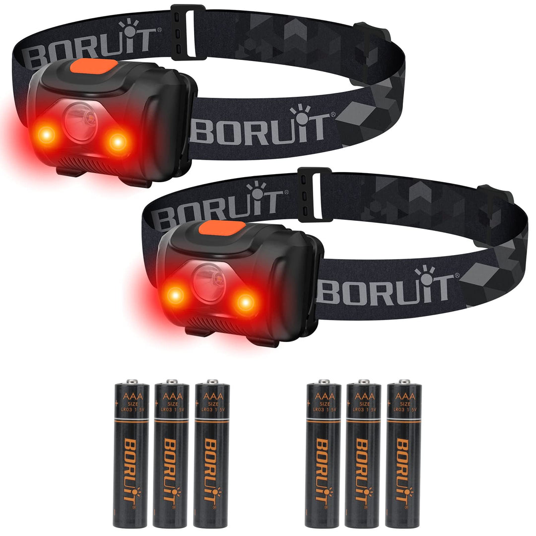 BORUIT LED Stirnlampe, 2PCS Kopflampe Rotlicht AAA-Batterie superhelle 4-Modus-headlight für Kinder