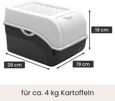 ARTECSIS Kartoffel Aufbewahrungsbox weiss 2er Set I Gemüsebox Kartoffelbox mit Deckel für ca. 4 kg K