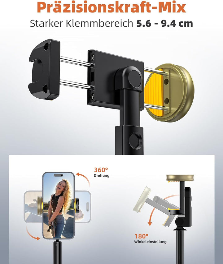 Vimose 158cm Handy Stativ, Schwere Ausführung Selfie Stick mit Fernbedienung, tragbares Reisestativ
