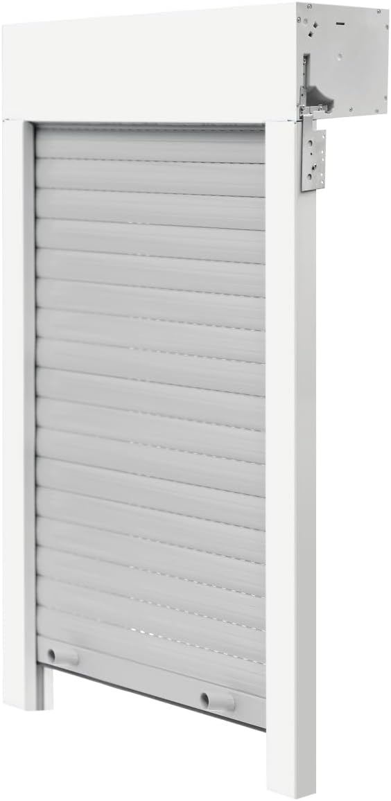 Schellenberg 20097 Aufsatzrollladen Komplettset PVC Mini - 80 x 100 cm weiss/grau, Rolladen in Höhe