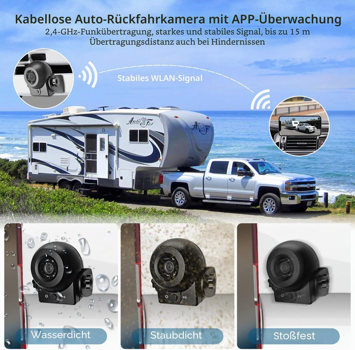 Uzone WiFi Rückfahrkamera kabellos Akku Wiederaufladbare Auto Rückfahrkamera IP68 wasserdichte mit A