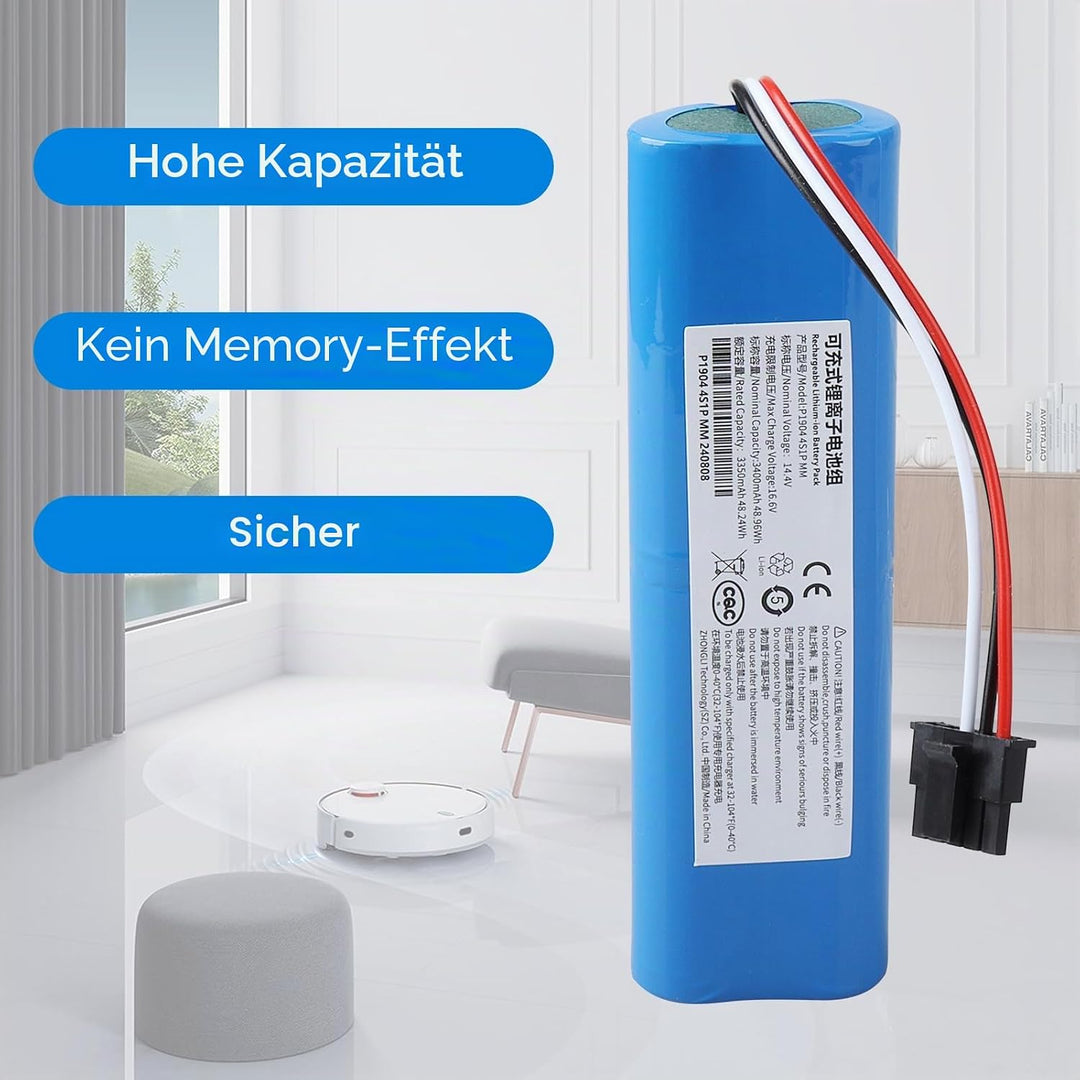 14,4 V 3400 mAh Li-Ion-Ersatzakku Kompatibel mit Xiaomi Mop 2s/ Mop pro/Mop p/Mijia STYTJ02YM, Conga
