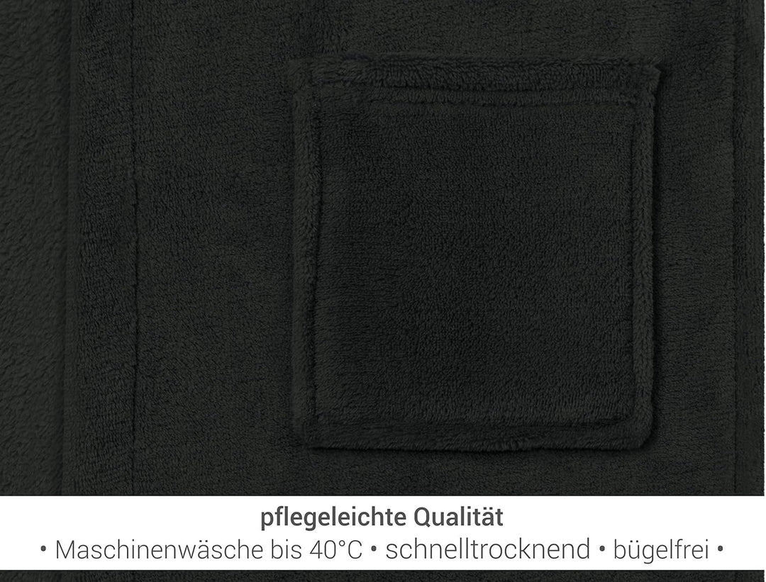 Kinder Bademantel - Kuschelfleece für Jungen u Mädchen 1522.2202 12-14 Jahre Schwarz, 12-14 Jahre Sc