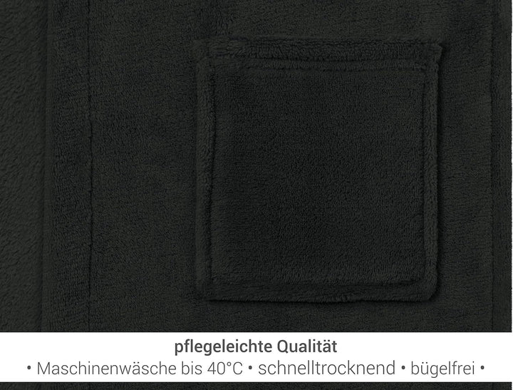 Kinder Bademantel - Kuschelfleece für Jungen u Mädchen 1522.2202 12-14 Jahre Schwarz, 12-14 Jahre Sc
