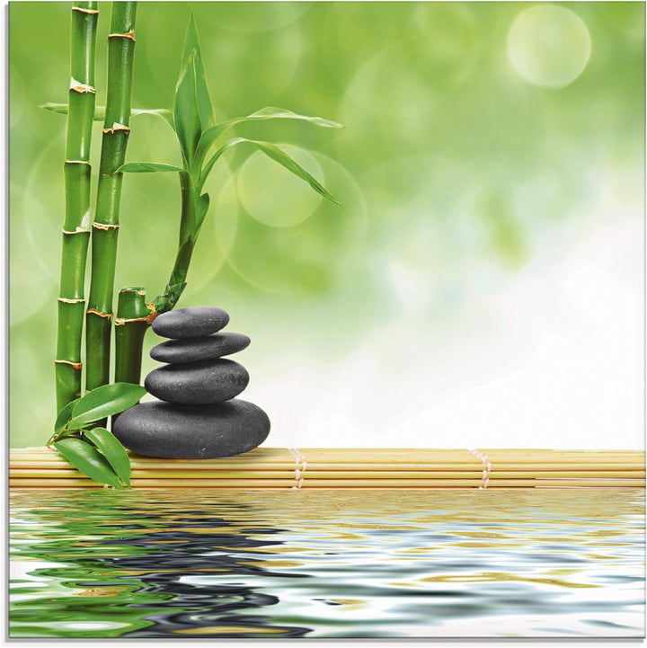 ARTland Glasbilder Wandbild Glas Bild einteilig 40x40 cm Quadratisch Asien Wellness Zen Spa Steine B
