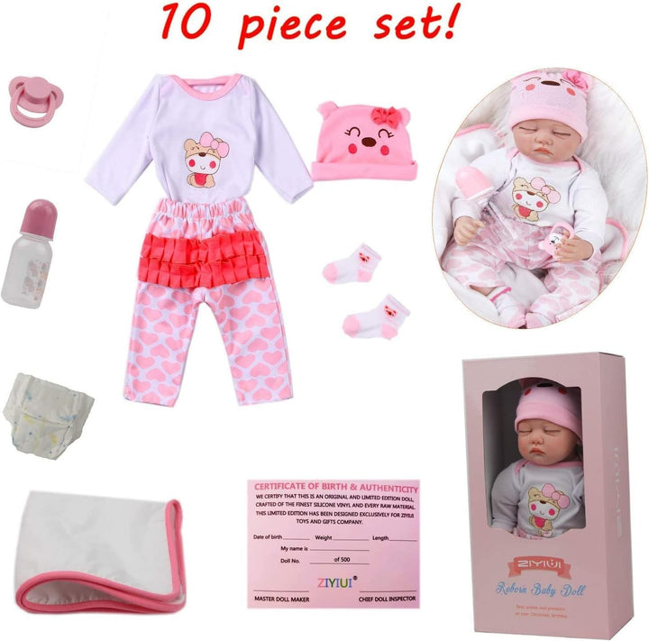 ZIYIUI Reborn Baby-Puppe 22Zoll 55cm Weiches Vinylsilikon Realistisch Baby Puppe Lebensecht Reborn B