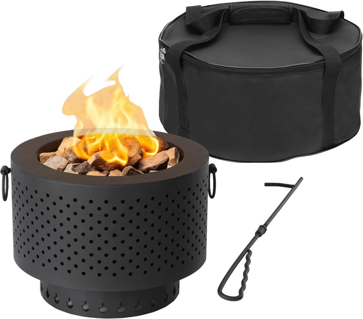Navaris Feuerschale aus Gusseisen rauchfrei - smokeless Fire Pit Bonfire - rauchfreier Feuerkorb mit