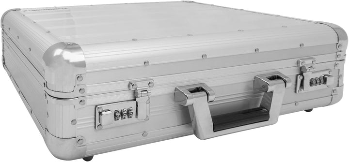 anndora Aktenkoffer Aluminium Attaché Koffer Silber - Zahlenschloss abschliessbar Silber Aluminium,
