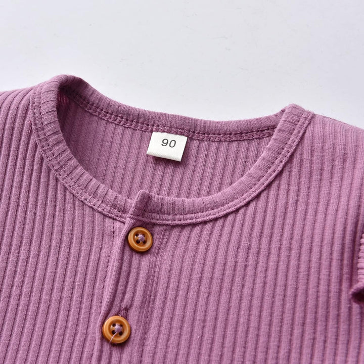 Derouetkia Baby Mädchen Kleidung Kleinkind Mädchen Rüschen Tops Langarm Hose mit Stirnband Outfit Se