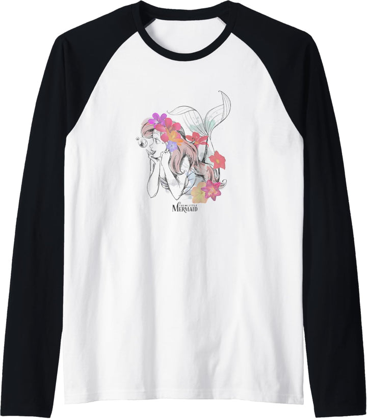 Disney The Little Mermaid Ariel Real Flowers With Logo Raglan