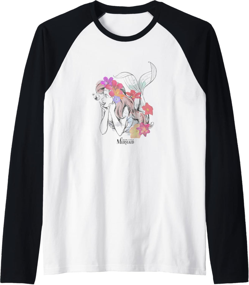 Disney The Little Mermaid Ariel Real Flowers With Logo Raglan