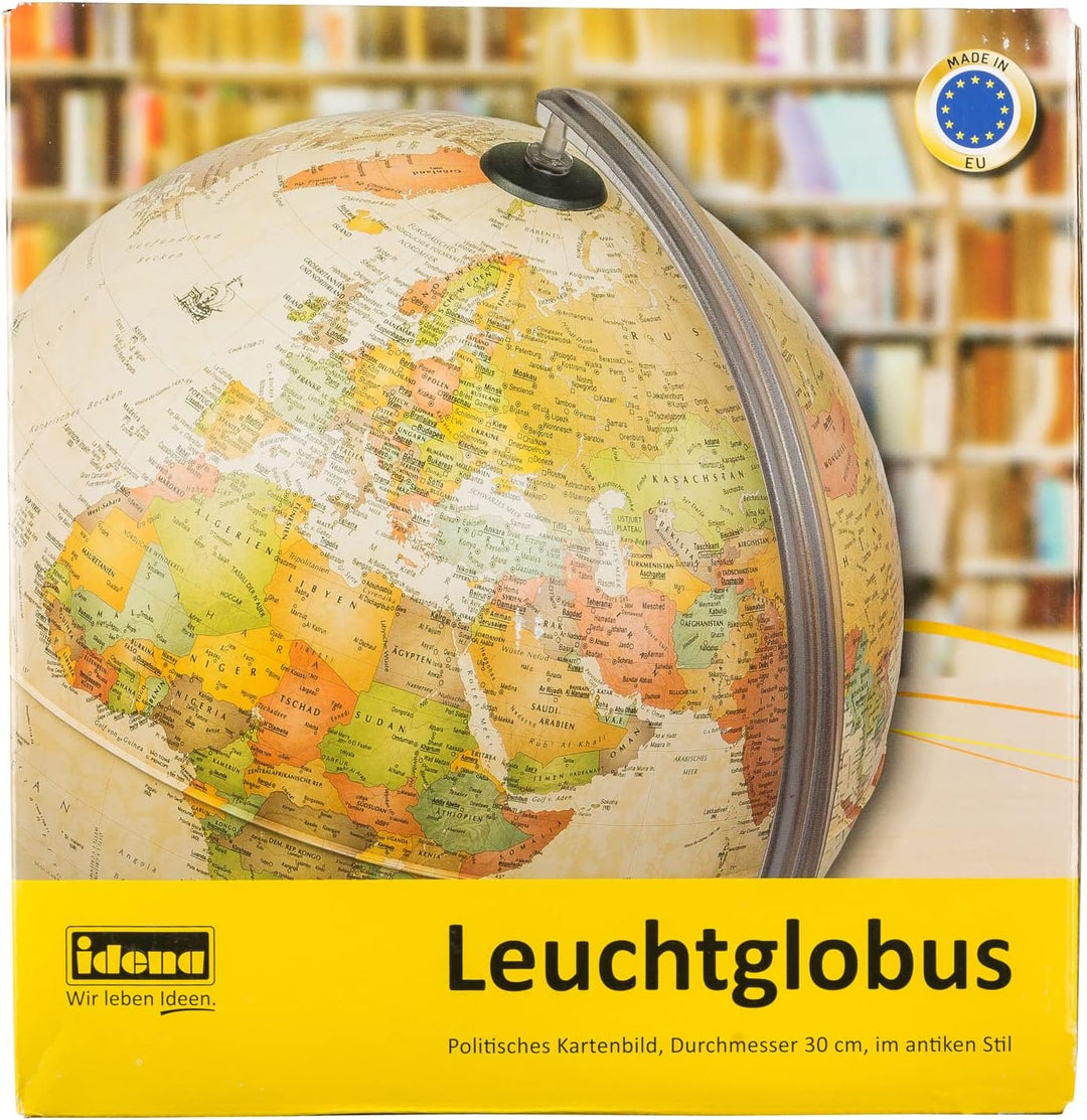 Idena 22904 - Leuchtglobus, im antiken Stil, mit LED Beleuchtung und Ein- und Ausschalter, Durchmess