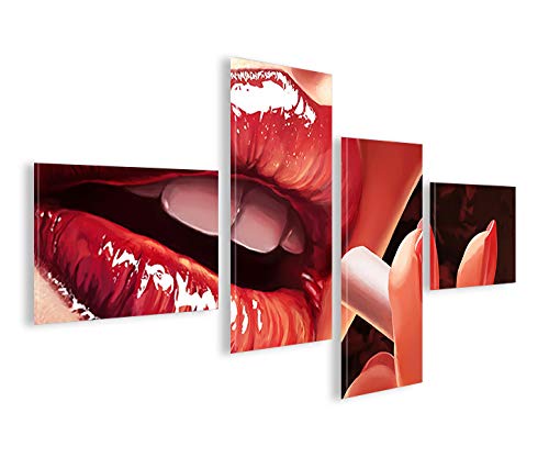 islandburner Bild Bilder auf Leinwand Lips 4L Lippen XXL Poster Leinwandbild Wandbild Dekoartikel Wo