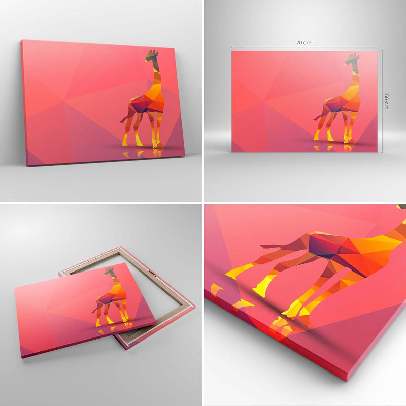 ARTTOR Bilder auf Leinwand Giraffe modern Grafik Leinwandbild 70x50cm Wandbilder Dekoration Wohnzimm