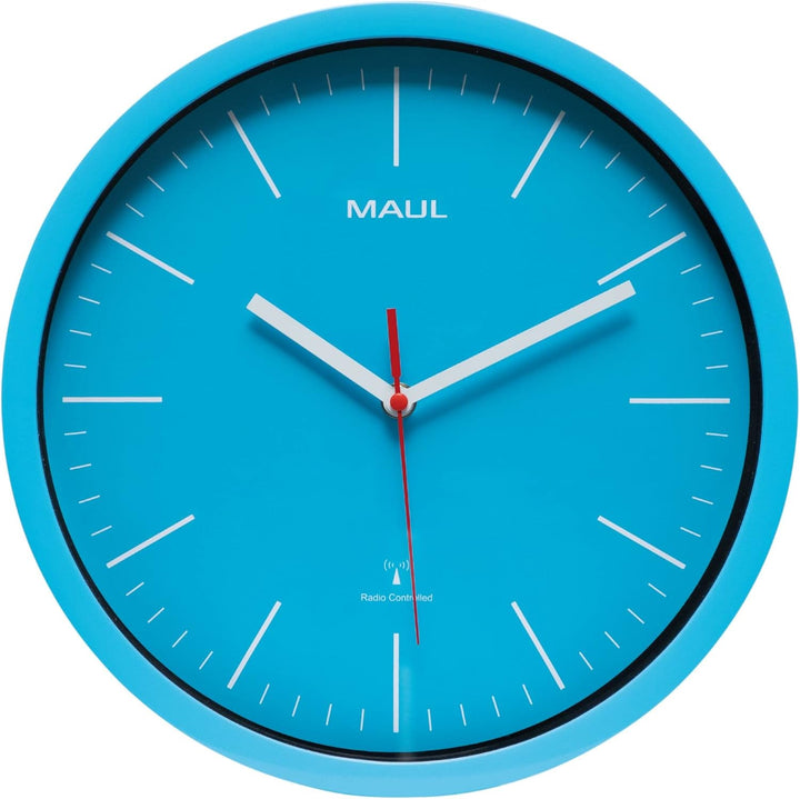Maul Wanduhr MAULjump Ø 30,5 cm | stilvolle Funkuhr mit Mineralglas | automatische Zeiteinstellung |