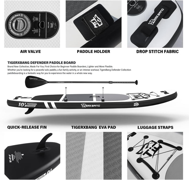 TIGERXBANG SUP Boards Stand Up Paddling Board, aufblasbare Paddle-Boards Defender-Pro-Kollektion Sch