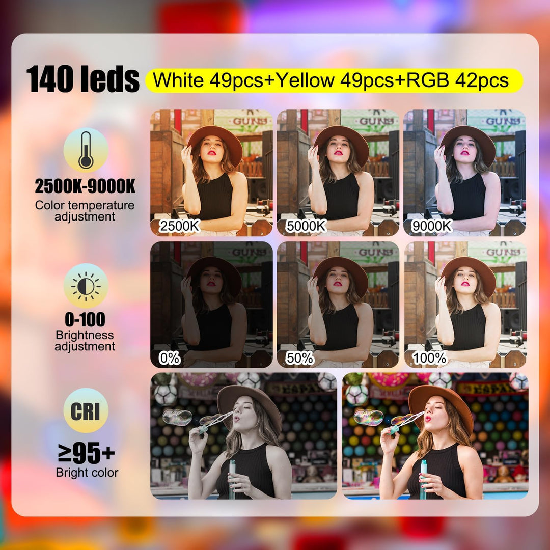 WEWOGA W140 RGB Video Lighting LED Camera Licht Foto Video Light Kamera Leuchte Dimmbar 2500-9000K B