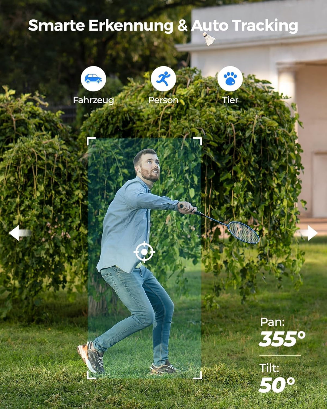 Reolink 4K PTZ Überwachungskamera Aussen WLAN, 3X Optischem Zoom, Auto-Tracking, 2,4/5GHz Wi-Fi, Per