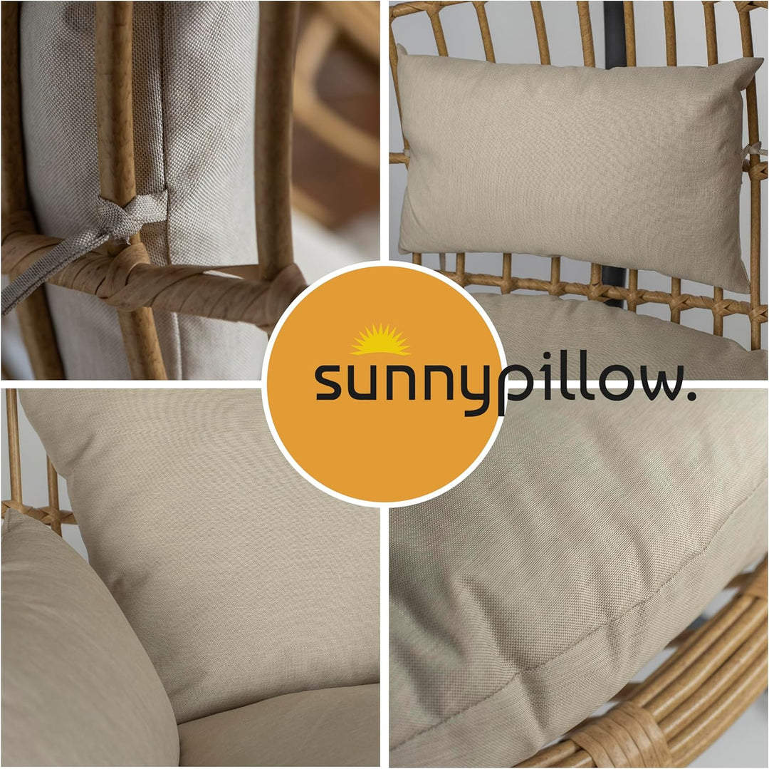 sunnypillow Hängesessel Kissen - Outdoor, Indoor - Auflage für Rattan & Polyrattan Hängeschaukel - P
