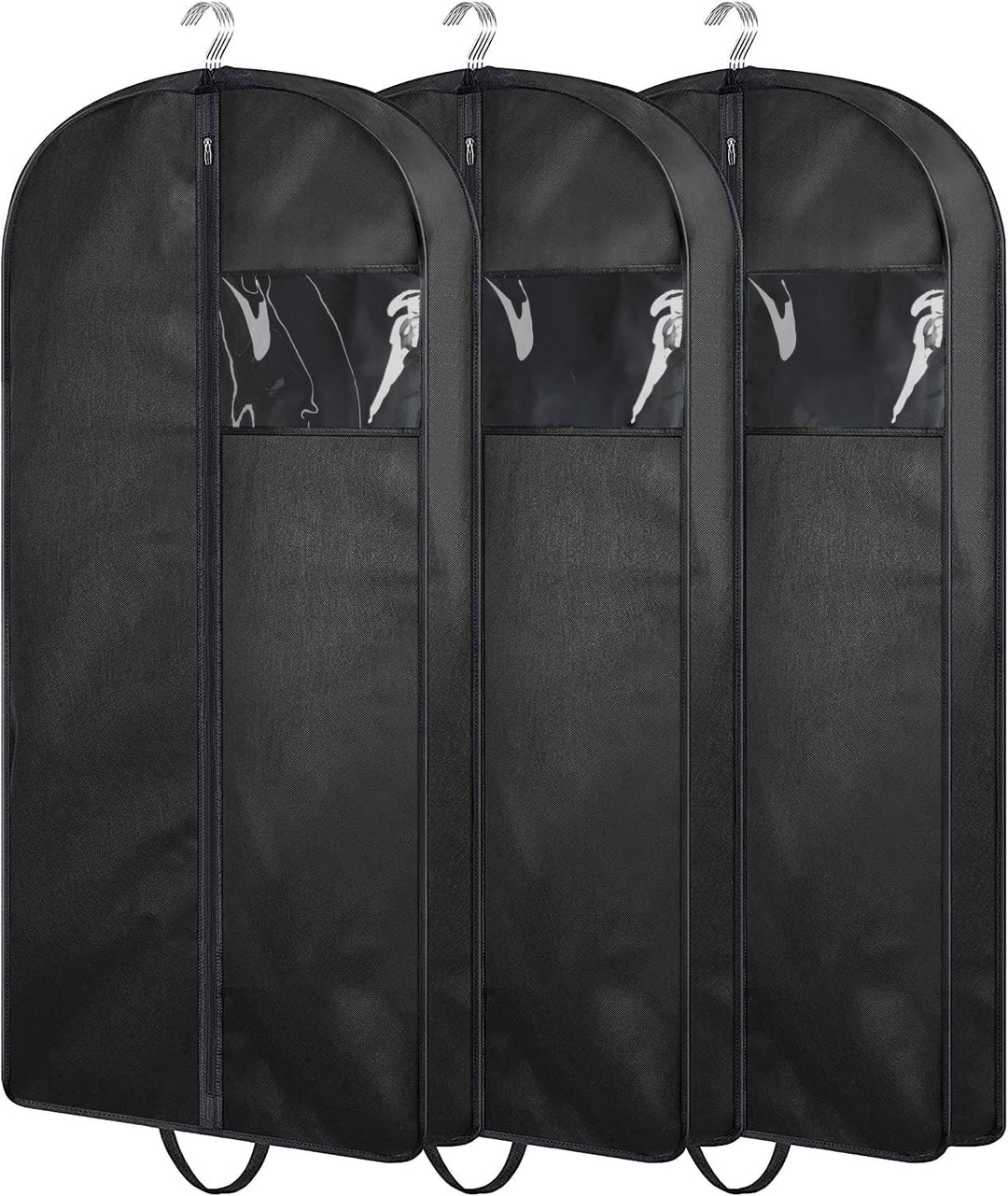MISSLO 3 Stück Hängende Kleidersack für Aufbewahrung und Reisen 109 x 60 cm Reissverschluss Anzugtas