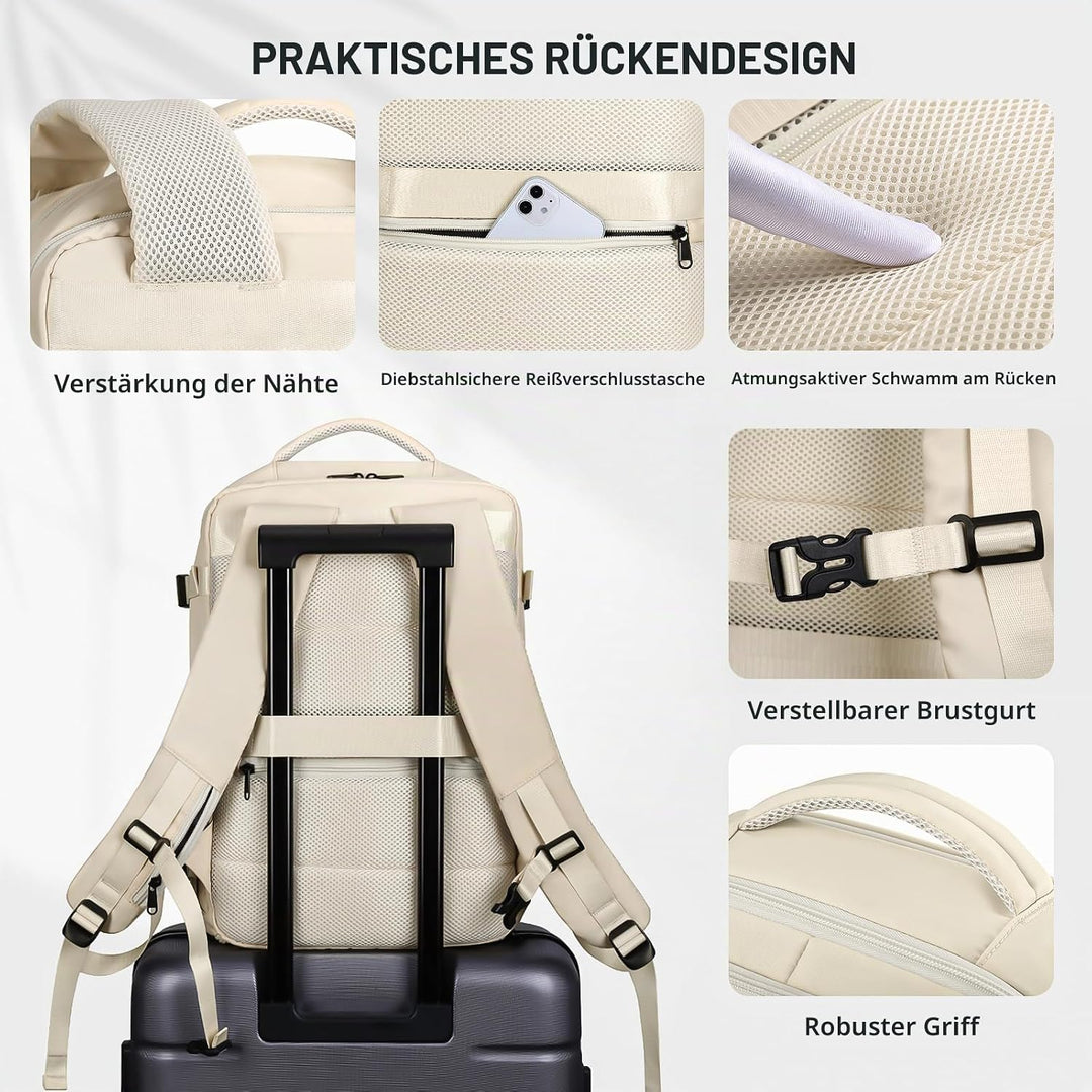 HOMIEE Reiserucksack Damen Herren Handgepäck Rucksack Flugzeug Wasserdicht Laptop Rucksack Gross Ruc