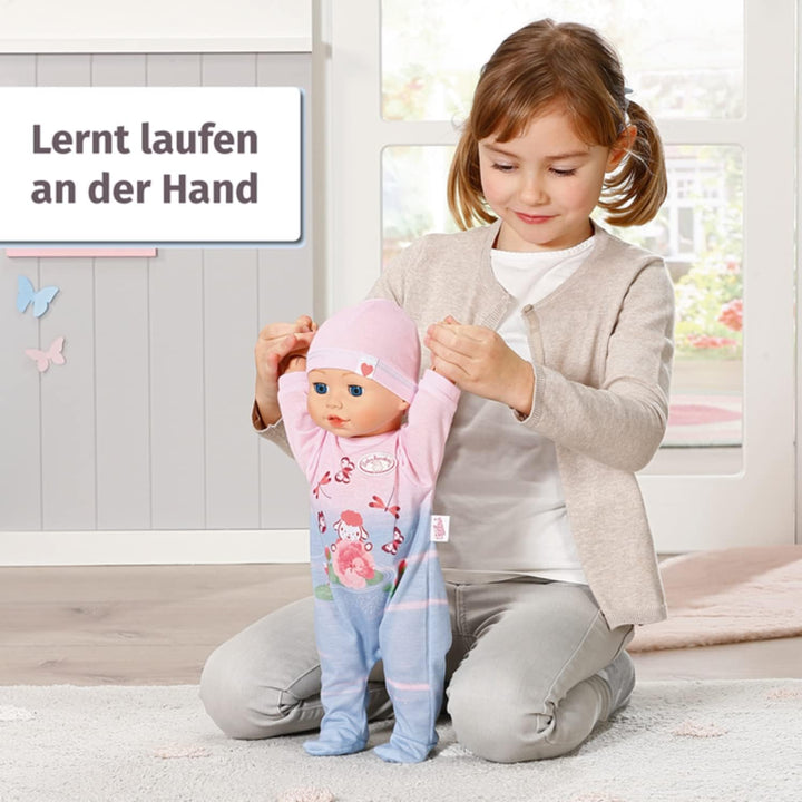 Zapf Creation 706688 Baby Annabell Lilly lernt laufen 43cm- Krabbel- und Lauflernpuppe mit Soundfunk