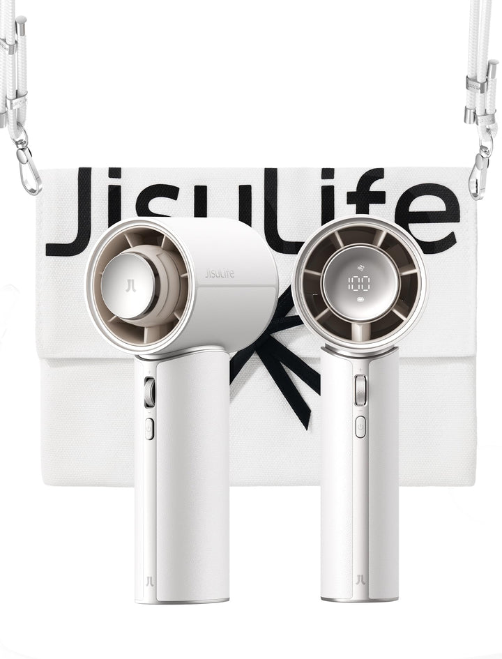 JISULIFE Handventilator, Mini Tragbarer Turbo-Ventilator mit Hochwertigem PU-Leder, [Bis zu 30 Stund