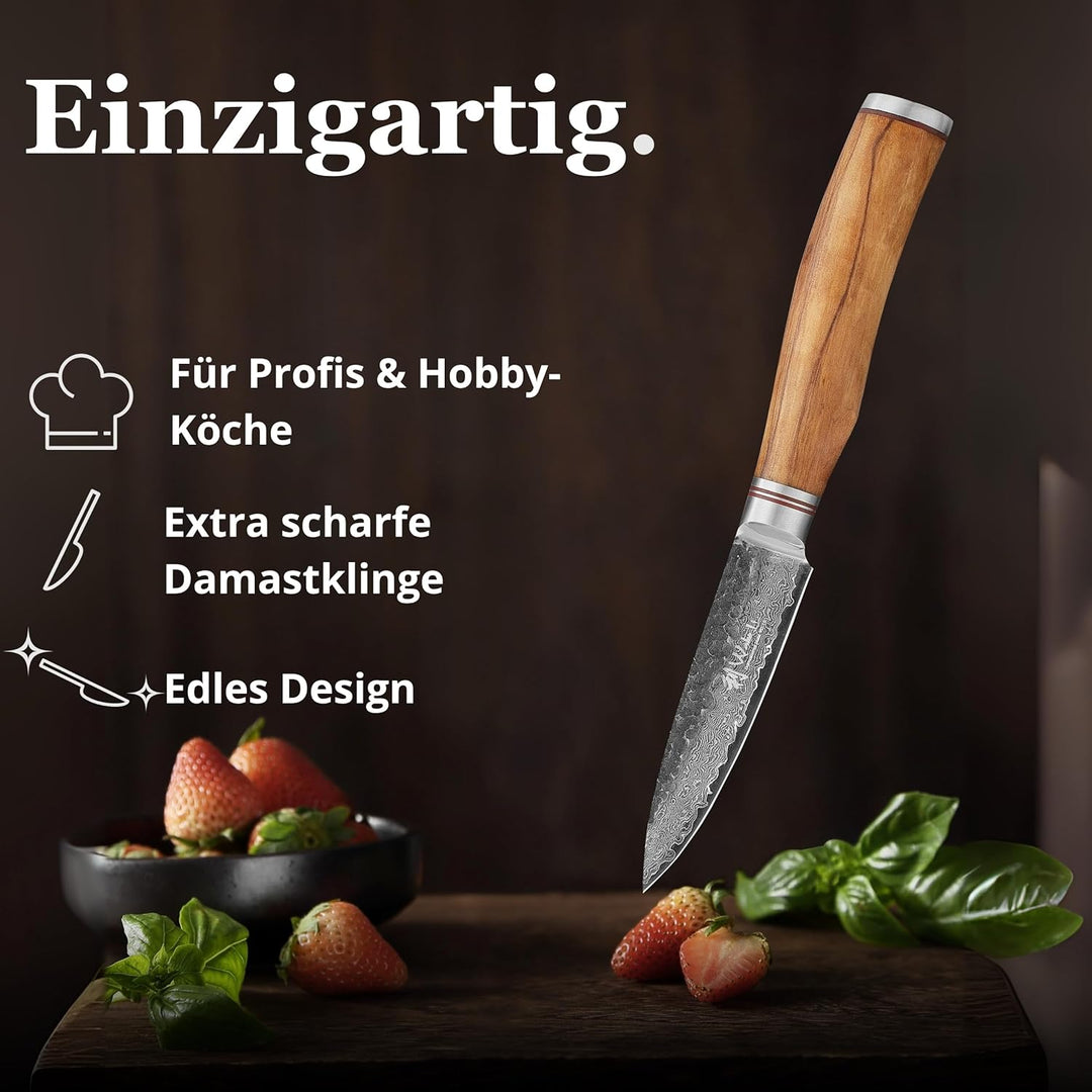 Wakoli Olive HS Serie Damastmesser Allzweckmesser 12,50 cm Klinge extrem scharf aus 67 Lagen I Damas