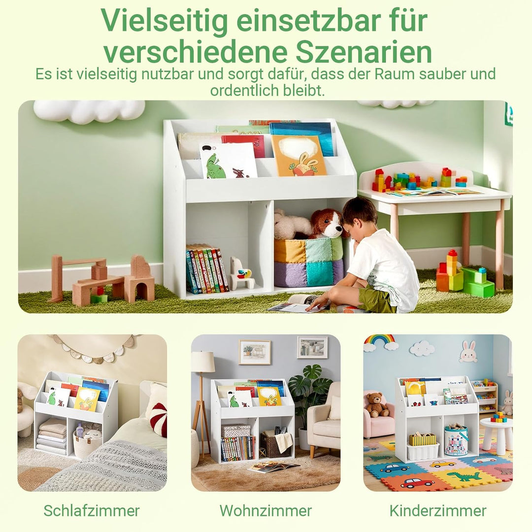SoBuy Kinder Bücherregal Montessori Regal Kinderzimmer mit 3 Ablagefächern und 2 offenen Fächern Kin