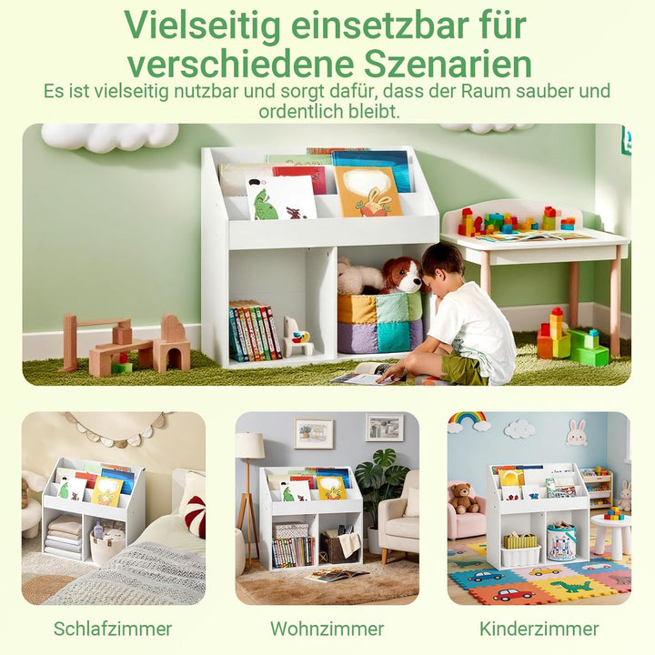 SoBuy Kinder Bücherregal Montessori Regal Kinderzimmer mit 3 Ablagefächern und 2 offenen Fächern Kin