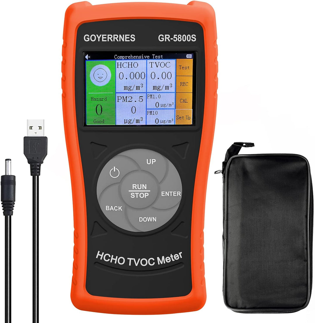 luftqualitätsmonitor,GR-5800S HCHO/TVOC Detektor mit PM2.5 Partikelzähler, Multifunktionaler Luftgas