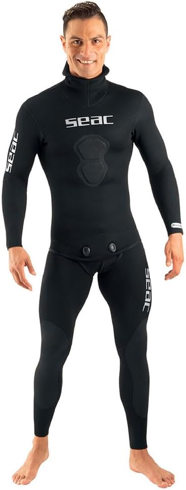 Seac Herren Black Shark Neoprenanzug für Tauch-und Apnoe-Angler, 5 mm, zweiteilig, mit Spaltfutter