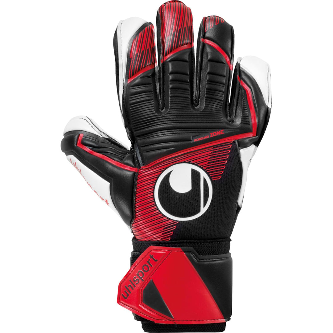 uhlsport Unisex Jugend Powerline Supersoft Fussball Torwarthandschuhe 7 schwarz/rot/weiss, 7 schwarz