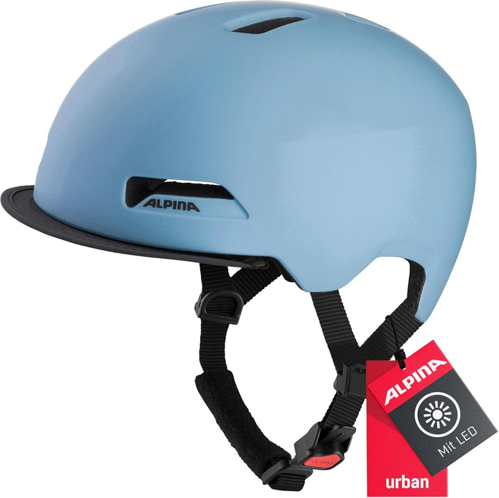 ALPINA BROOKLYN - Beleuchteter, Robuster und Komfortabler Urban Fahrradhelm Mit LED-Licht Für Erwach