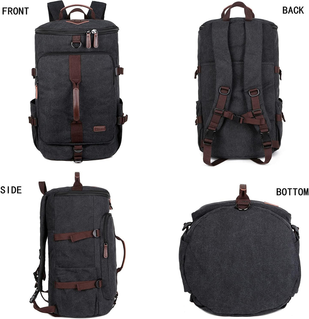 BAOSHA HB-26 Herren Vintage Canvas Rucksack Schwarz, Schwarz